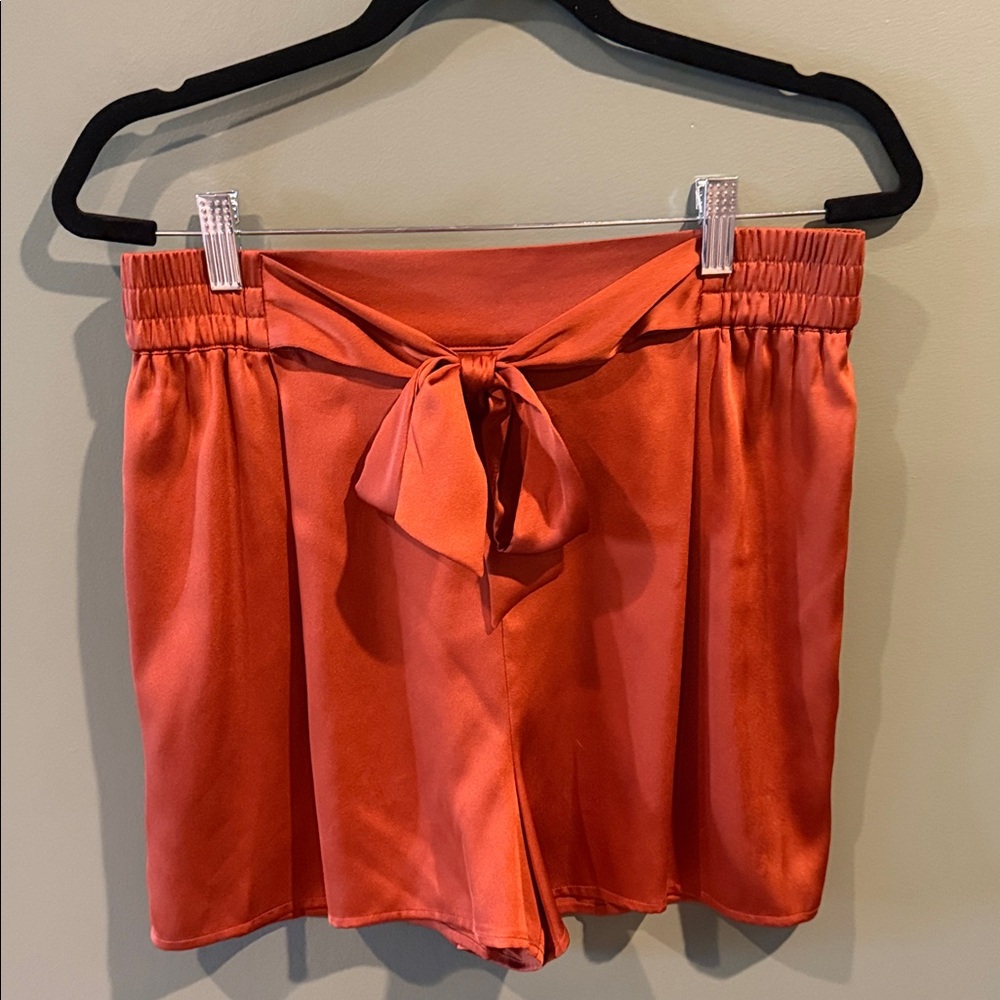 Bar III High Waist Satin Shorts - Rust